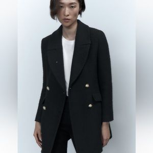 NWT Zara Double Breasted Black Pea Coat (s)